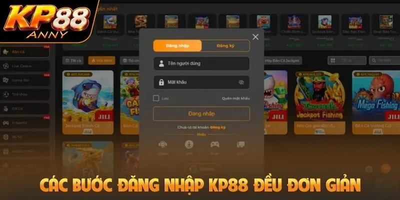 Các bước đăng nhập KP88 đều đơn giản