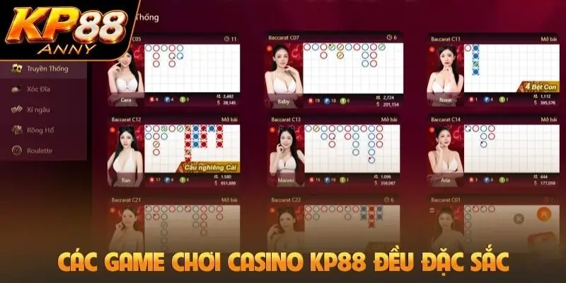 Các game chơi casino KP88 đều đặc sắc