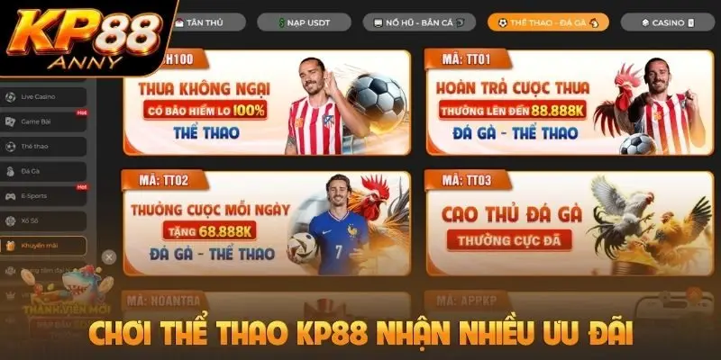 Chơi thể thao KP88 nhận nhiều ưu đãi